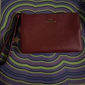 Coach Burgundy Wristlet Clutch